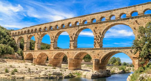 Remnants of the extensive aqueduct network that the Romans used to transport water to their major urban centers can still be seen today.